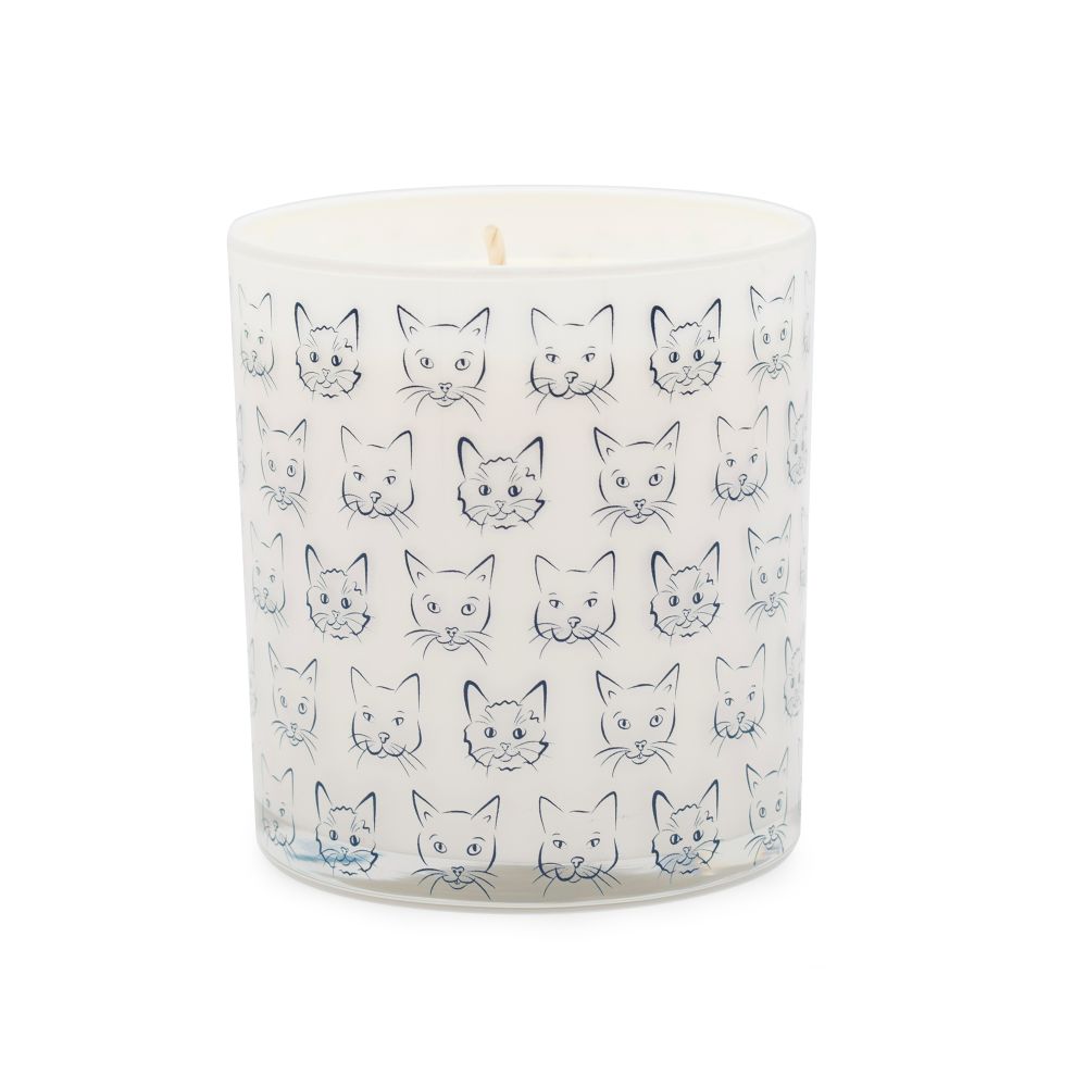 rolling in grass scented cat heads in navy jar candle