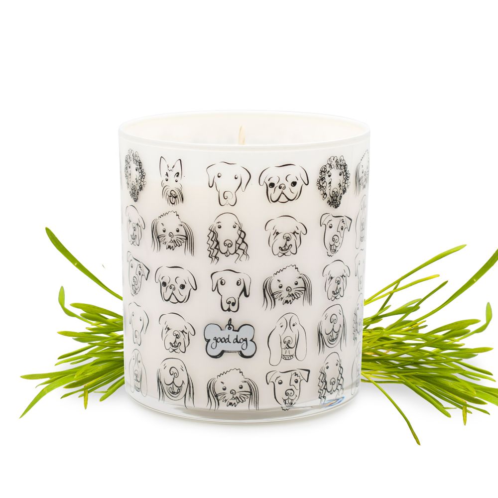 rolling in grass scented dog tag jar candle