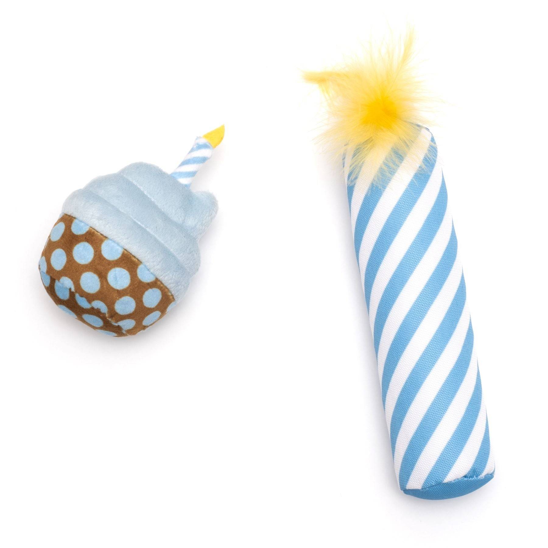 Blue Birthday Cupcake & Candle Cat Toy Set Default Title