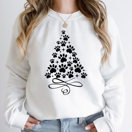 PAWS CHRISTMAS TREE Sweatshirt Unisex Crew Neck Crewneck Sweatshirt Holiday Shirt People Shirt