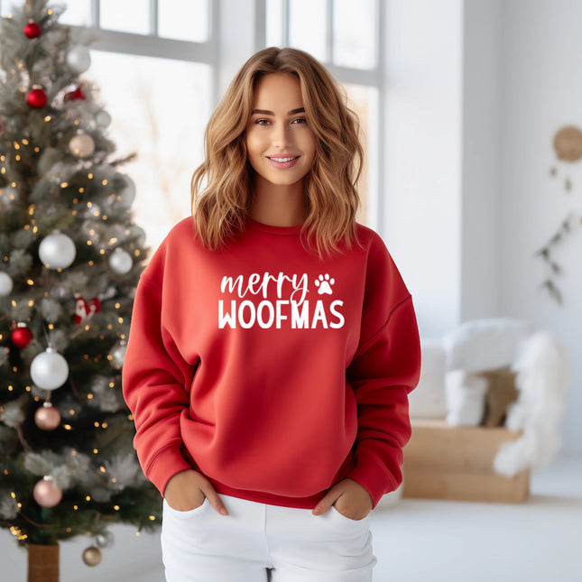 MERRY WOOFMAS Sweatshirt Unisex Crew Neck Crewneck Sweatshirt Holiday Shirt People Shirt