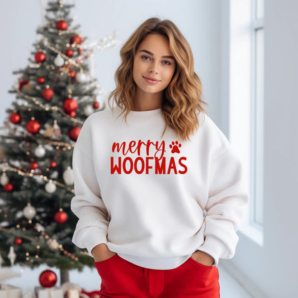 MERRY WOOFMAS Sweatshirt Unisex Crew Neck Crewneck Sweatshirt Holiday Shirt People Shirt