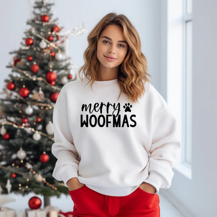 MERRY WOOFMAS Sweatshirt Unisex Crew Neck Crewneck Sweatshirt Holiday Shirt People Shirt