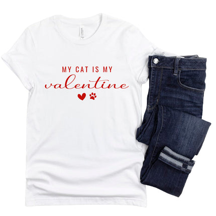 VALENTINE Shirt People Shirts Printed Tshirt Human Cat Gear Unisex VALENTINE DAY My Cat is my Valentine