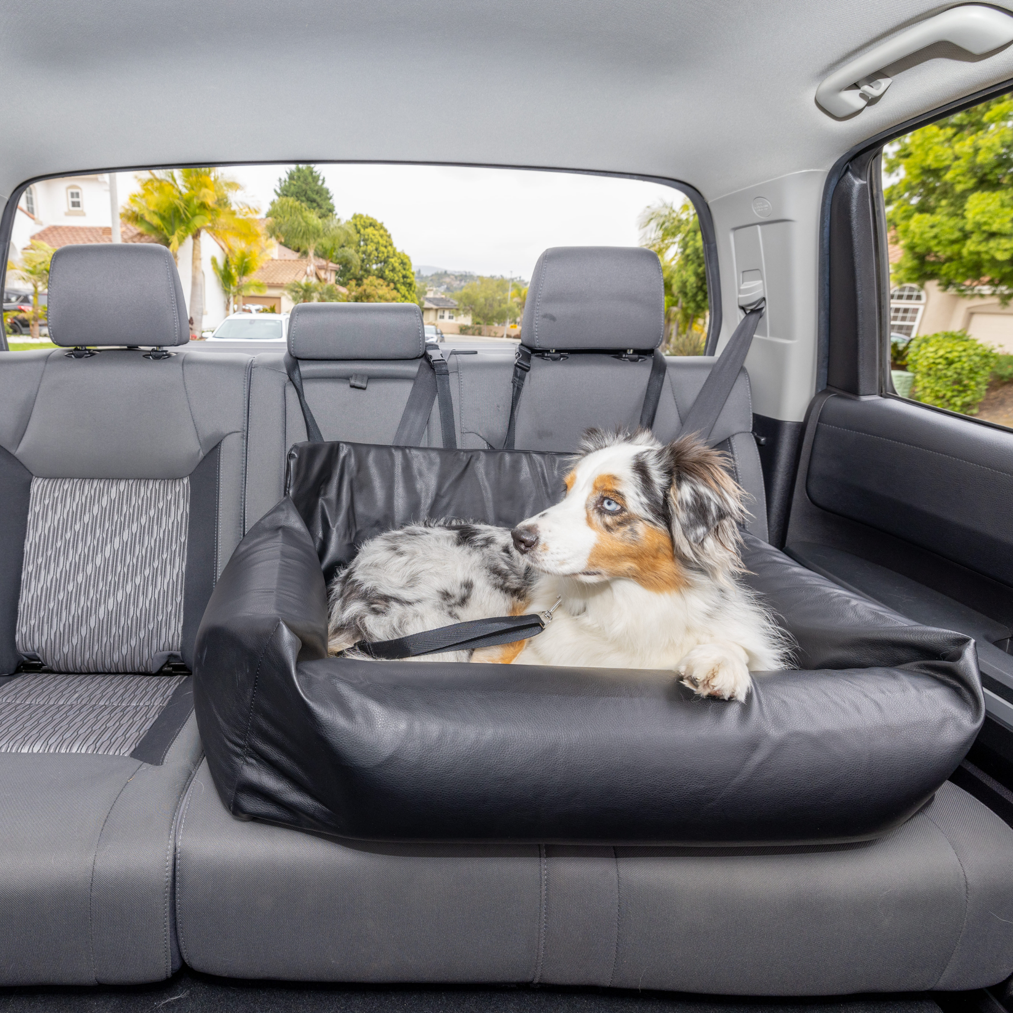 PupProtector Faux Leather Memory Foam Dog Car Bed - Black