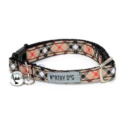 Bias Plaid Tan Cat Collar