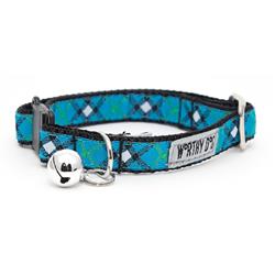 Bias Plaid Blue Cat Collar