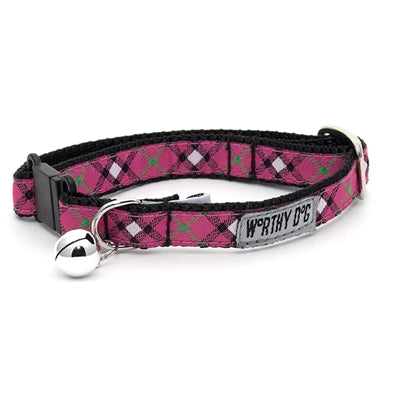 Bias Plaid Pink Cat Collar