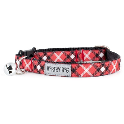 Bias Plaid Red Cat Collar