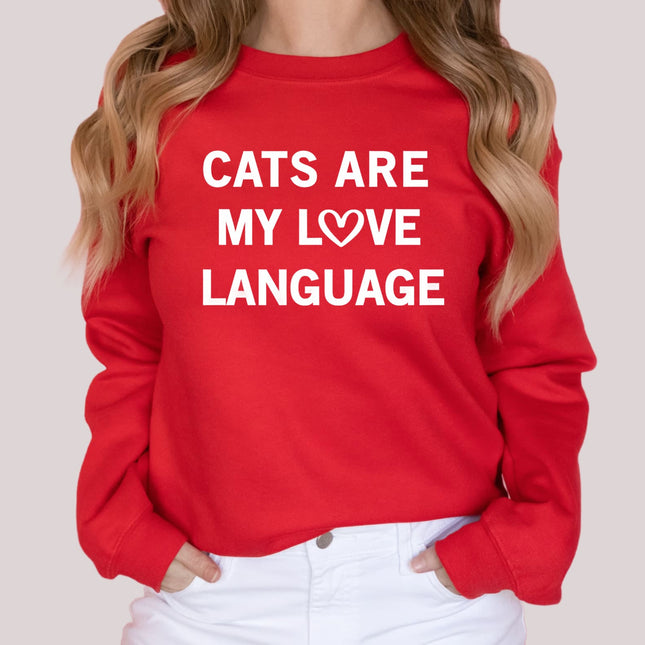 Sweatshirt Unisex Crew Neck Crewneck Sweatshirt, CATS ARE MY LOVE LANGUAGE