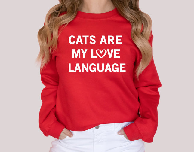 Sweatshirt Unisex Crew Neck Crewneck Sweatshirt, CATS ARE MY LOVE LANGUAGE