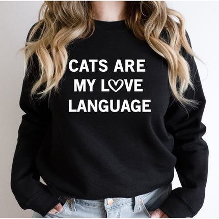 Sweatshirt Unisex Crew Neck Crewneck Sweatshirt, CATS ARE MY LOVE LANGUAGE