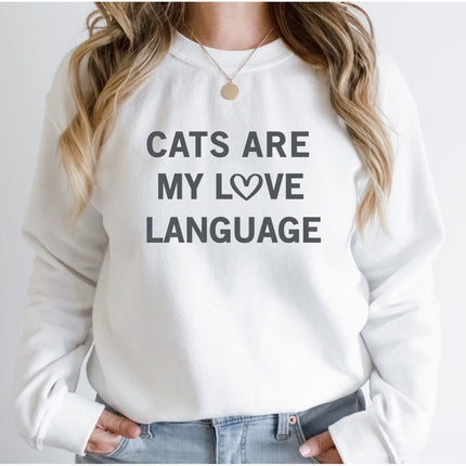 Sweatshirt Unisex Crew Neck Crewneck Sweatshirt, CATS ARE MY LOVE LANGUAGE