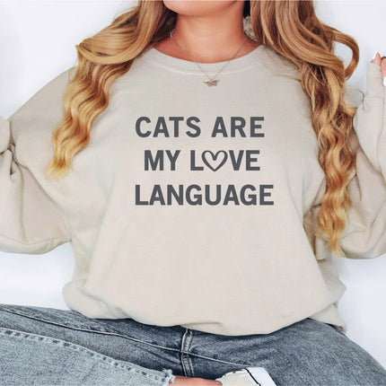 Sweatshirt Unisex Crew Neck Crewneck Sweatshirt, CATS ARE MY LOVE LANGUAGE