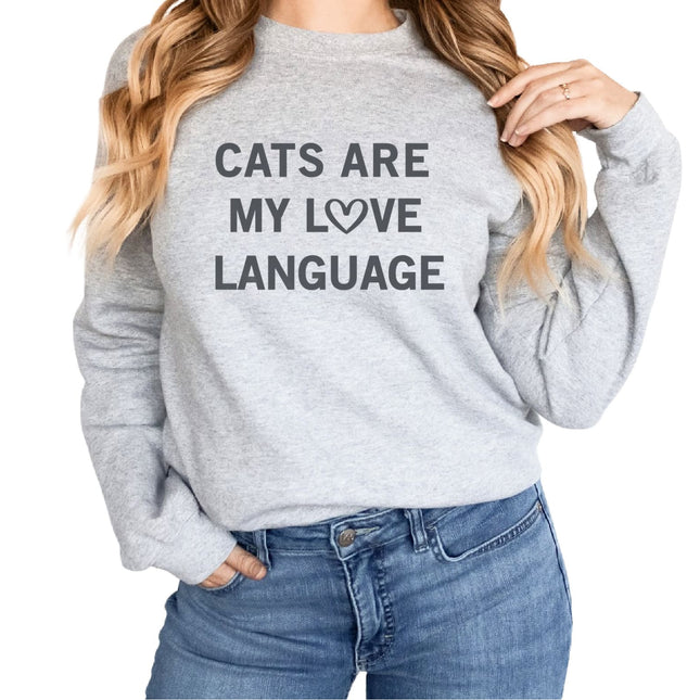 Sweatshirt Unisex Crew Neck Crewneck Sweatshirt, CATS ARE MY LOVE LANGUAGE