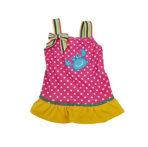 Summer Dog Dress - Pink with Crab