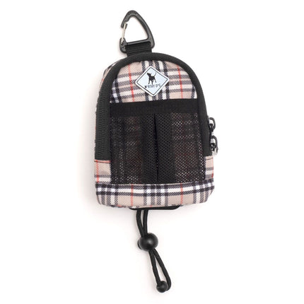 Tan Plaid Backpack Poop Bag Dispenser