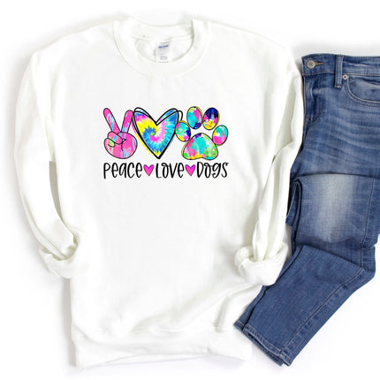 PEACE LOVE DOGS Sweatshirt Unisex Crew Neck Crewneck Sweatshirt Dog Lover People Shirt