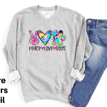 PEACE LOVE DOGS Sweatshirt Unisex Crew Neck Crewneck Sweatshirt Dog Lover People Shirt