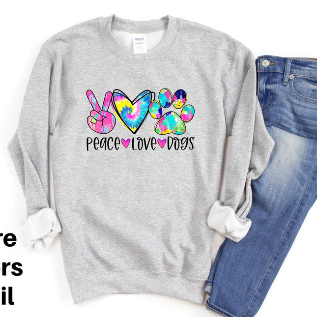 PEACE LOVE DOGS Sweatshirt Unisex Crew Neck Crewneck Sweatshirt Dog Lover People Shirt