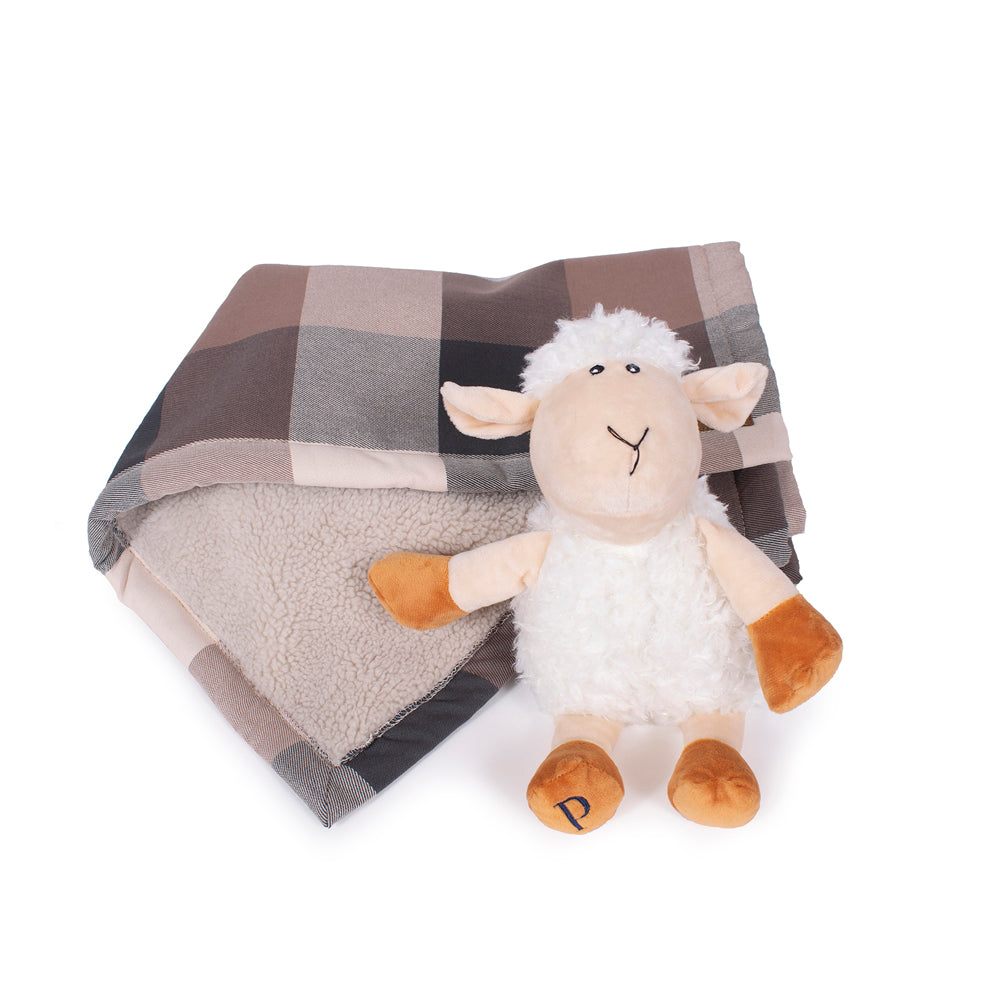 pendleton block plaid pet throw + lamb toy gift set