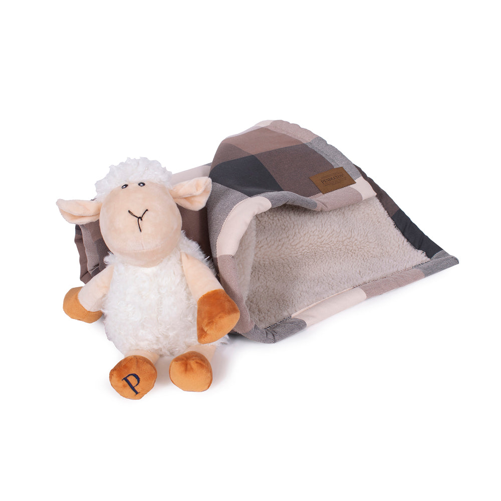 pendleton block plaid pet throw + lamb toy gift set