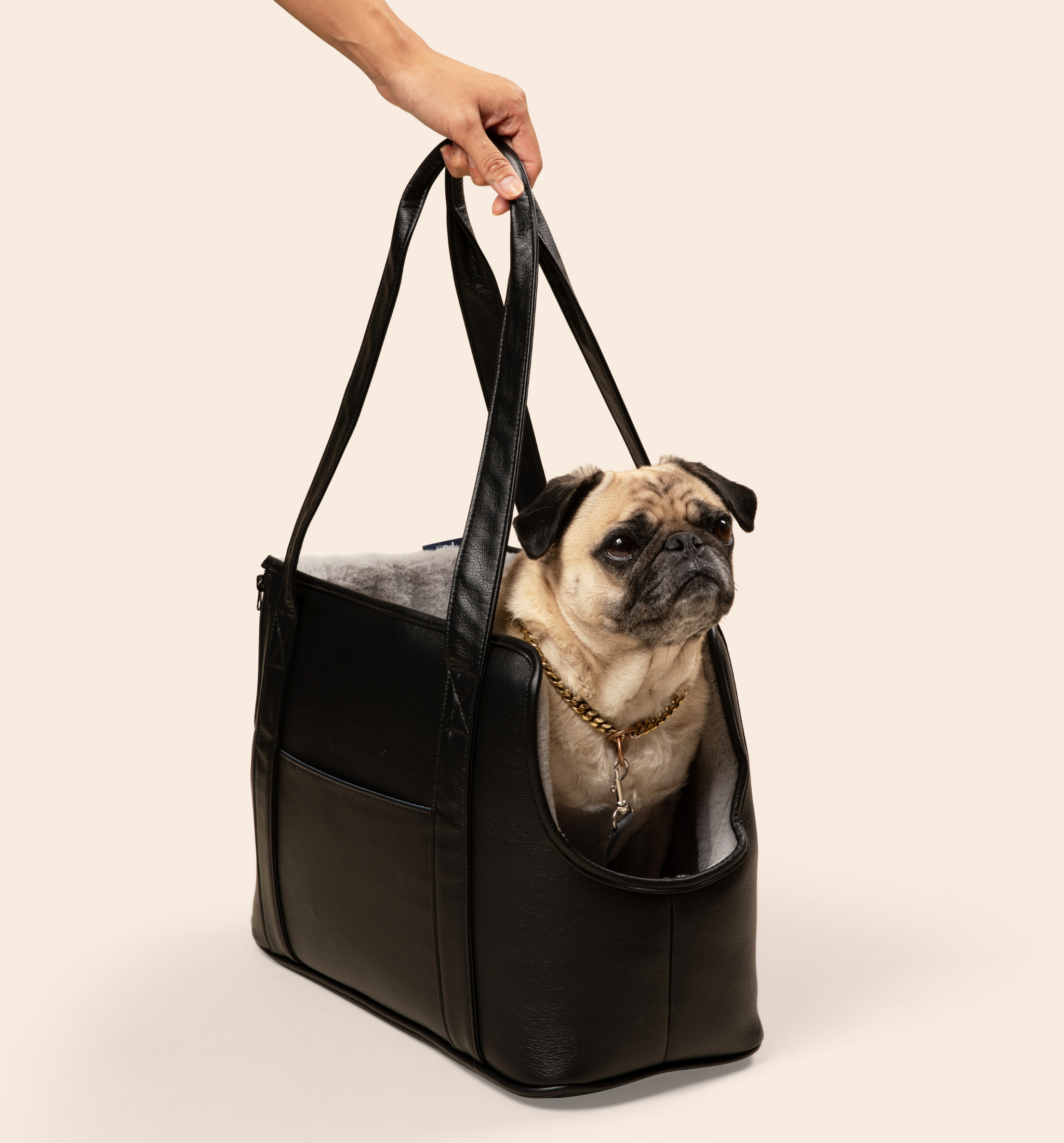 PupTote 3-in-1 Faux Leather Dog Carrier Bag - Black