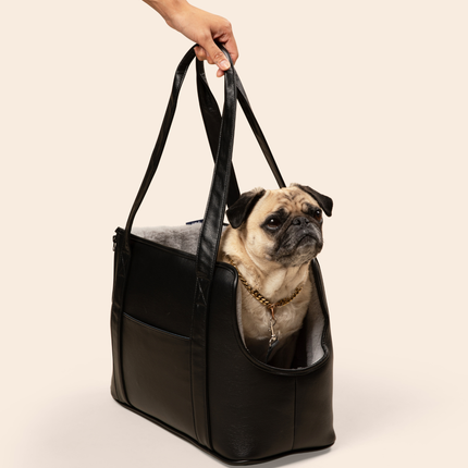 PupTote™ 3-in-1 Faux Leather Dog Carrier Bag - Black