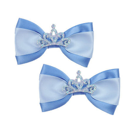 Blue & White with Tiara Dog Hair Bows - 2 bows per card