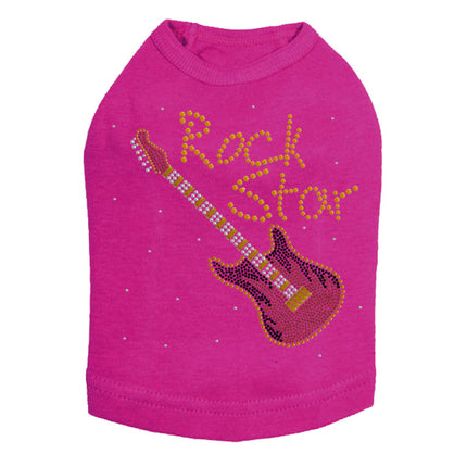 Rock Star with Red & Gold Guitar - Dog Tank