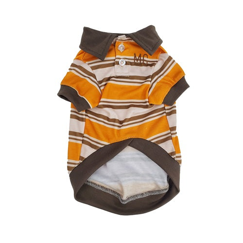 Retro Striped Polo Orange & Brown Dog Polo