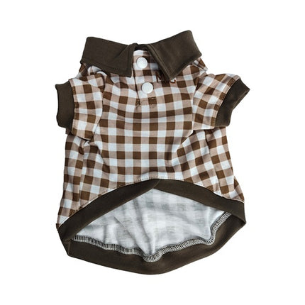 Brown Check Dog Polo