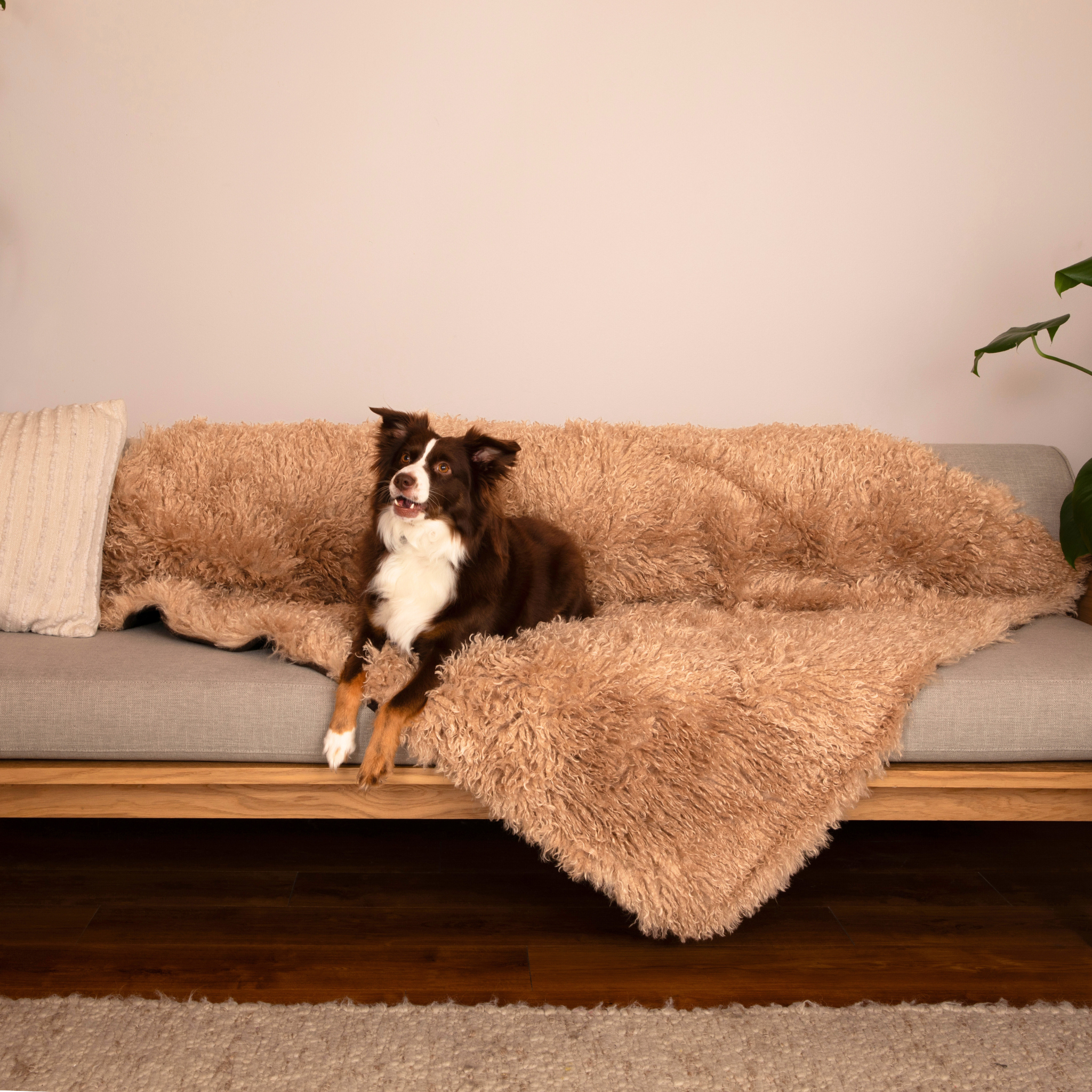 PupProtector Luxe Waterproof Faux Fur Blanket - Plush Sheep Tan