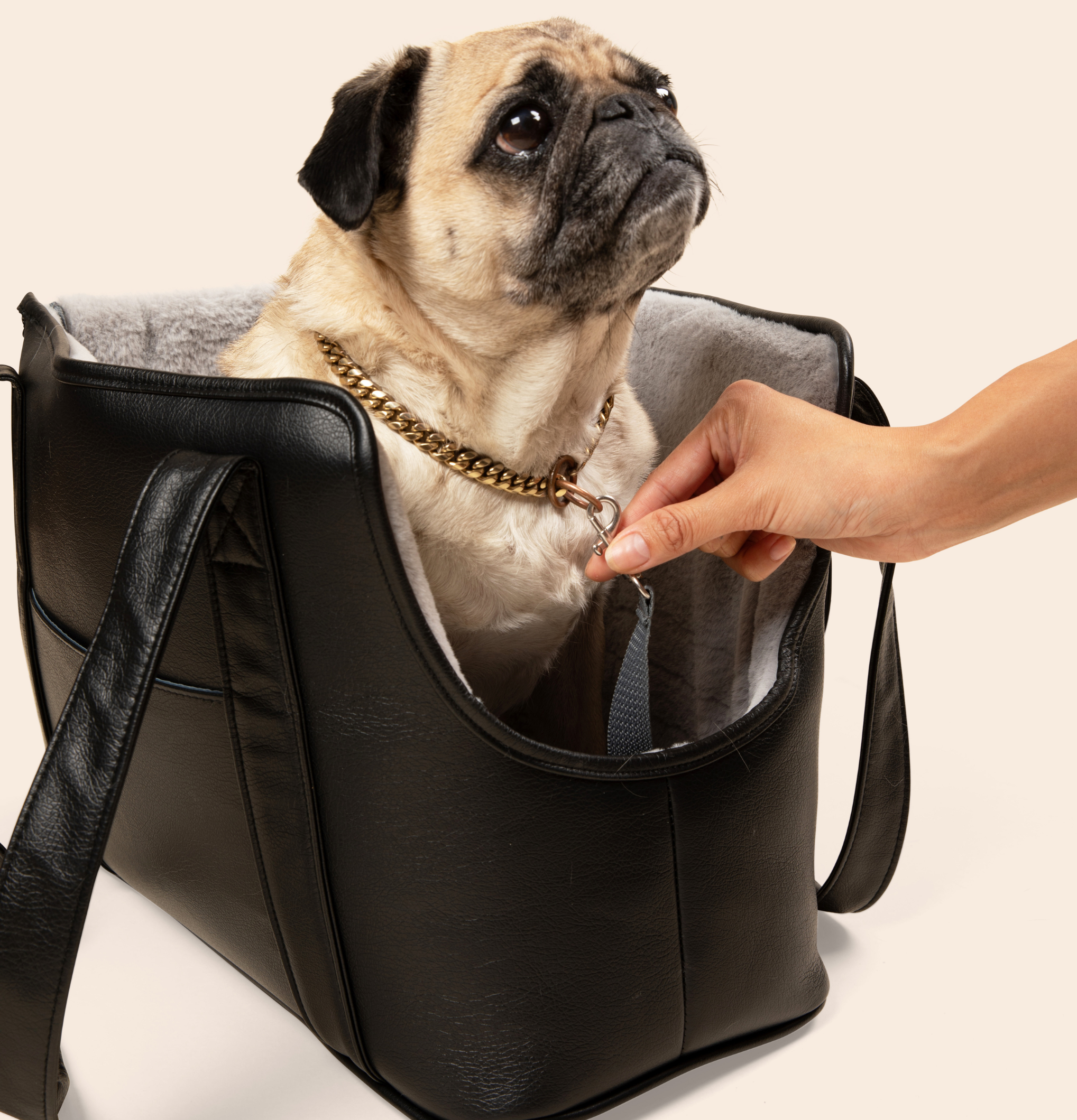 PupTote 3-in-1 Faux Leather Dog Carrier Bag - Black