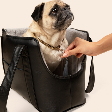 PupTote™ 3-in-1 Faux Leather Dog Carrier Bag - Black