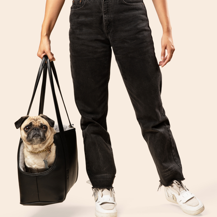 PupTote™ 3-in-1 Faux Leather Dog Carrier Bag - Black