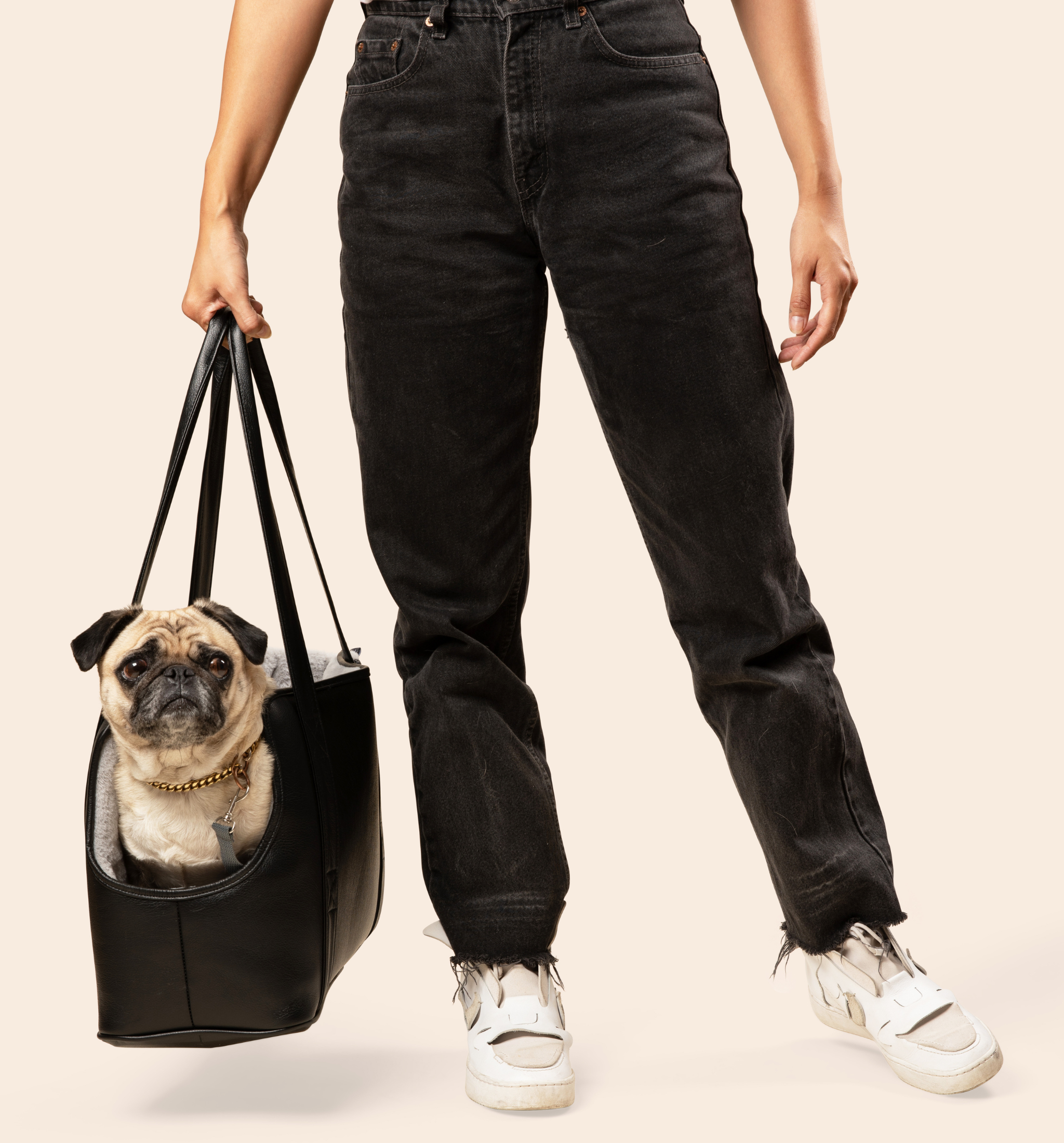 PupTote 3-in-1 Faux Leather Dog Carrier Bag - Black