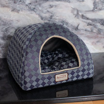 Armarkat Cat Bed C65HHG/LS Purple Gray Combo Checkered Pattern