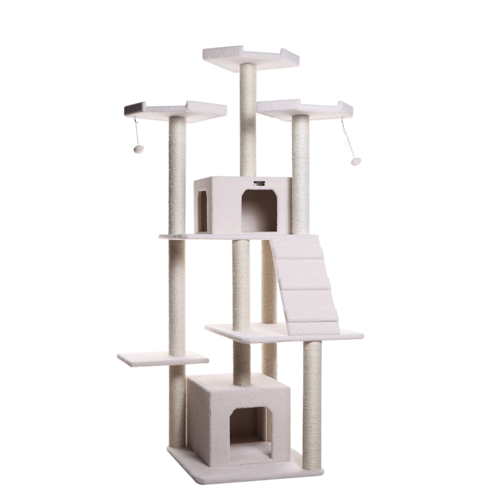 Armarkat B8201 Classic Cat Tree In Ivory, Jackson Galaxy Approved, Multi Levels With Ramp, Three Perches, Rope Swing, Two Condos