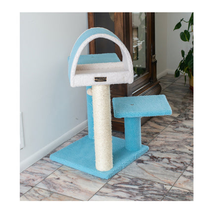 Armarkat Sky Blue 29" Cat Tree With Scratcher And Tunnel For Squeeze Snoozing And Hiding B2903