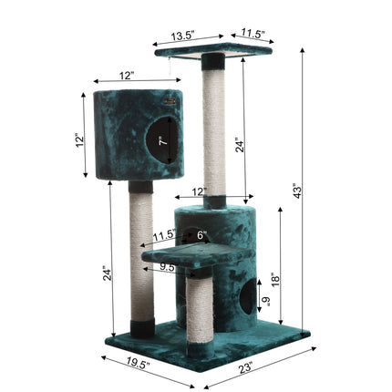 Armarkat Cat Tree Condo House With 2 Private Condos 43" Green A4301