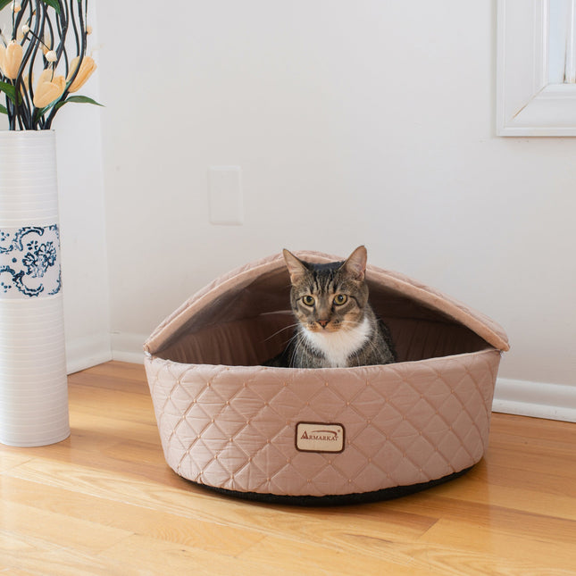 Armarkat Cuddle Cave Cat Bed With Detachable & Collasible Zipper Top C33HFS/FS-S Small Light Apricot