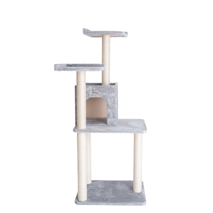 GleePet GP78571022 57-Inch Cat Tree In Silver Gray With Two-Door Condo