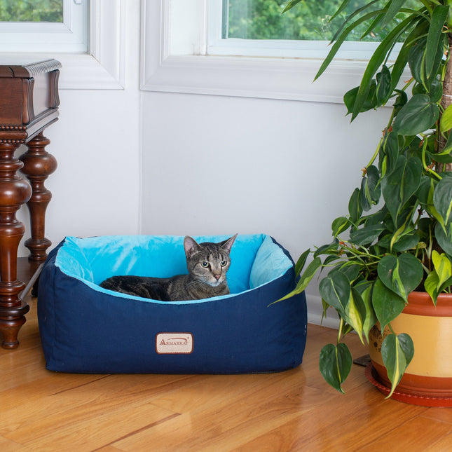 Armarkat Cat Bed Small Pet Bed Navy Blue/Sky Blue C09HSL/TL