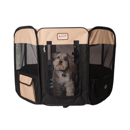 Armarkat PP003BGE-M Portable Pet Playpen In Black and Beige Combo