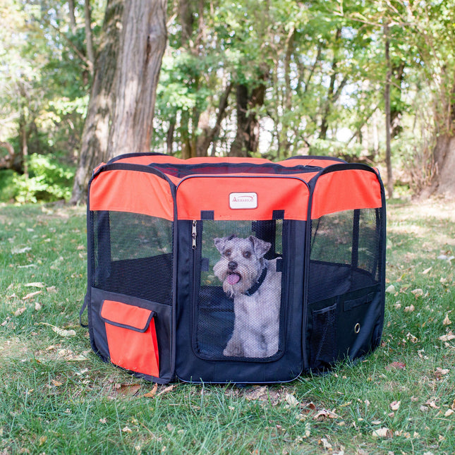 Armarkat PP002R-M Portable Pet Playpen In Black and Red Combo