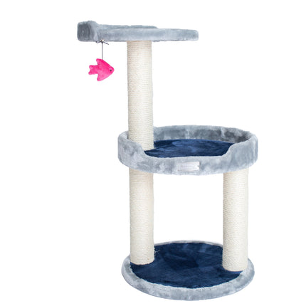 Three-level compact scratcher x2905 Gray W Plush Perch