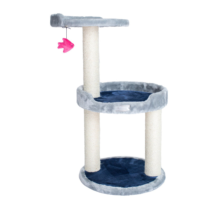 Three-level compact scratcher x2905 Gray W Plush Perch