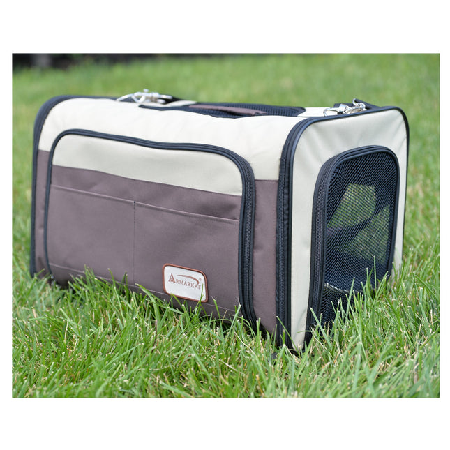 Armarkat AirlIne Approved Pet Carrier Soft Sided Pet Travel Carrier 4 Sides Expandable Cat Carrier With Fleece Pad for Cats Puppy and Small Dogs PC102R