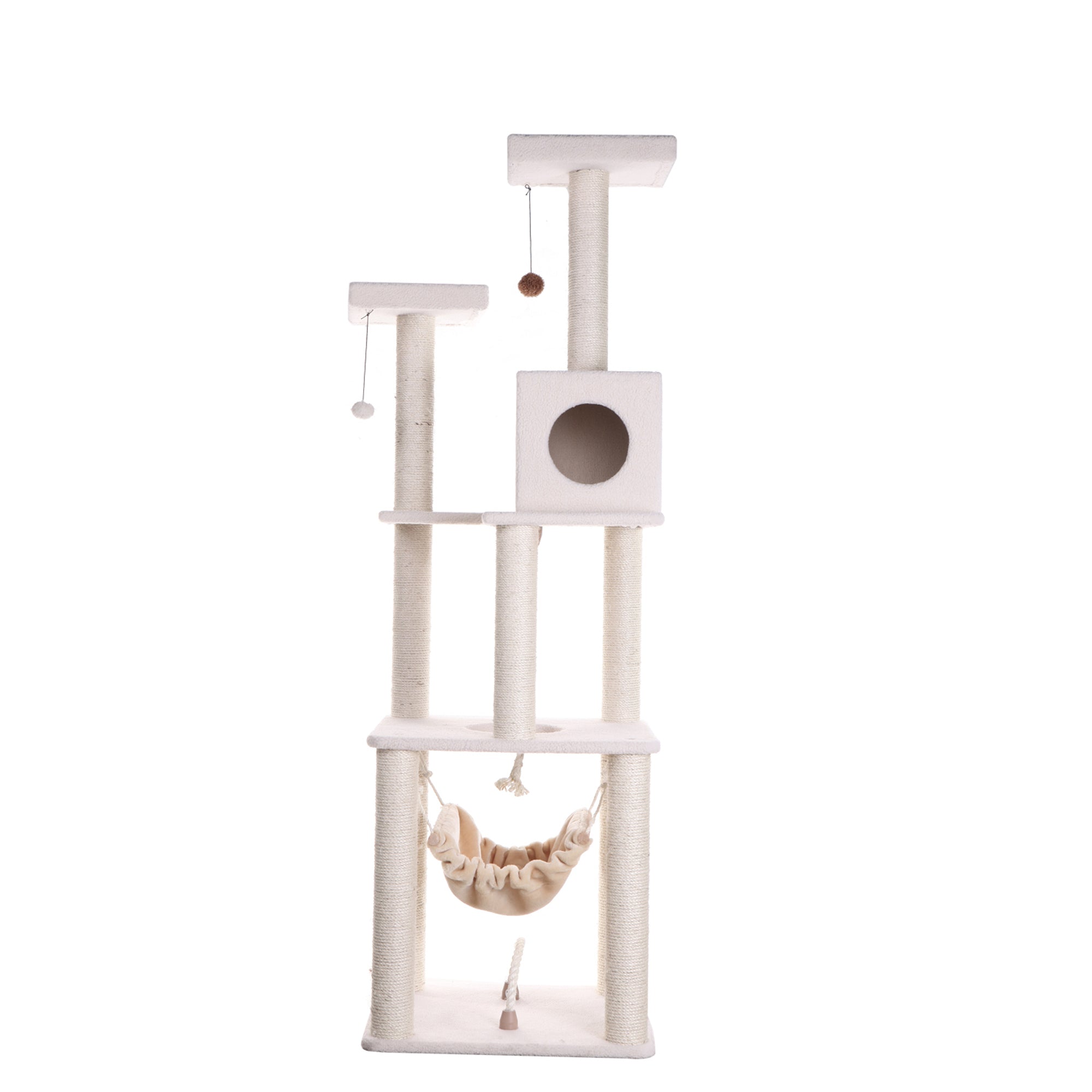 Armarkat B7301 Classic Cat Tree In Ivory, Jackson Galaxy Approved, Four Levels With Rope SwIng, Hammock, Condo, and Perch